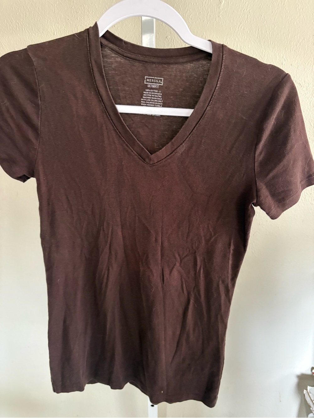 Merona Brown V-Neck Short Sleeve Tee - Solid Chocolate